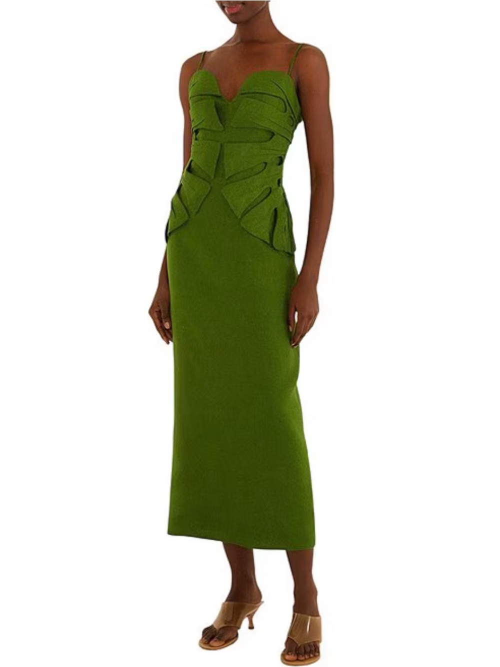Farm Rio Monstera Midi Dress with Sculpted Bodice - Picture 2 of 6